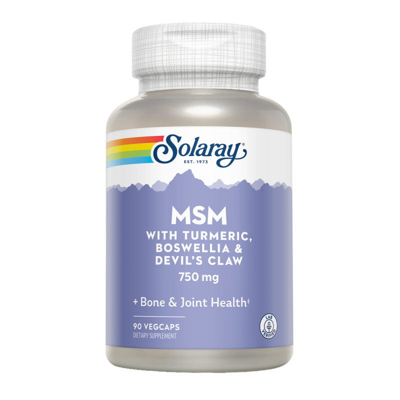 MSM con Cúrcuma, Boswellia y Uña de Gato · Solaray · 90 cápsulas