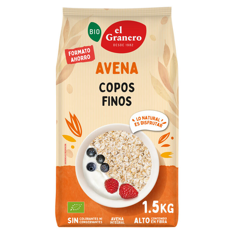 Copos Suaves de Avena Integral Bio Formato Ahorro · El Granero Integral · 1,5 kg