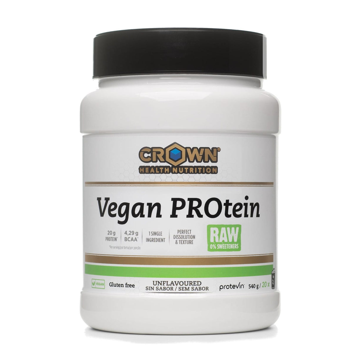 Vegan PROtein Raw · Crown Sport Nutrition · 540 gramos