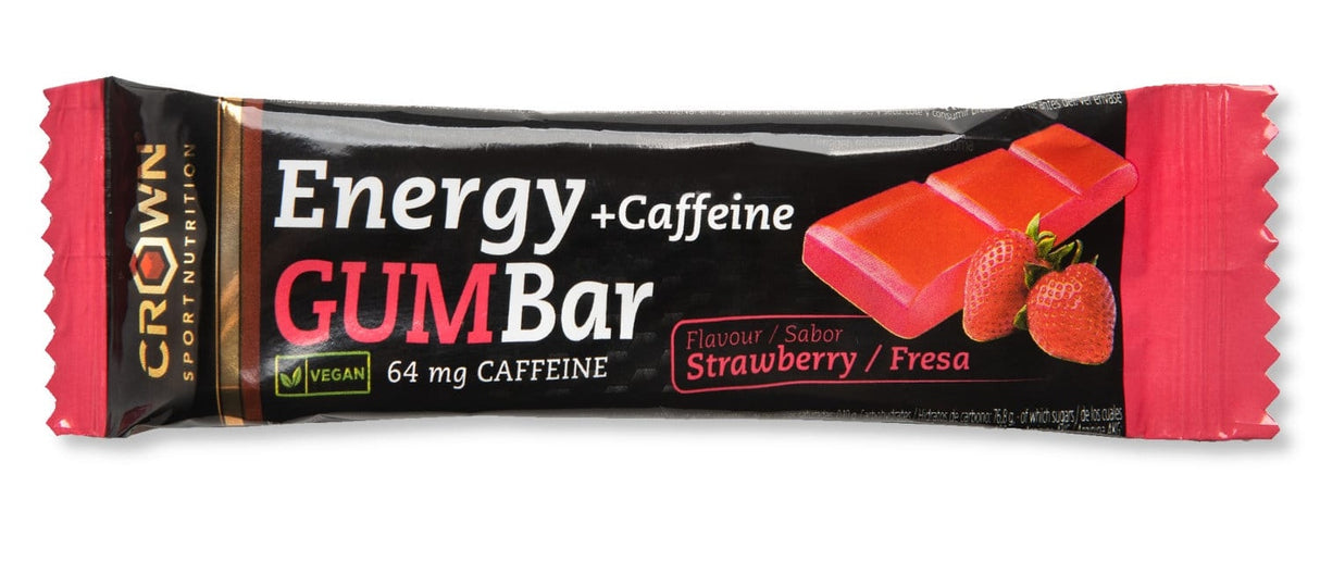 Energy Gum Bar + Cafeína: Sabor Fresa · Crown Sport Nutrition · 30 gramos