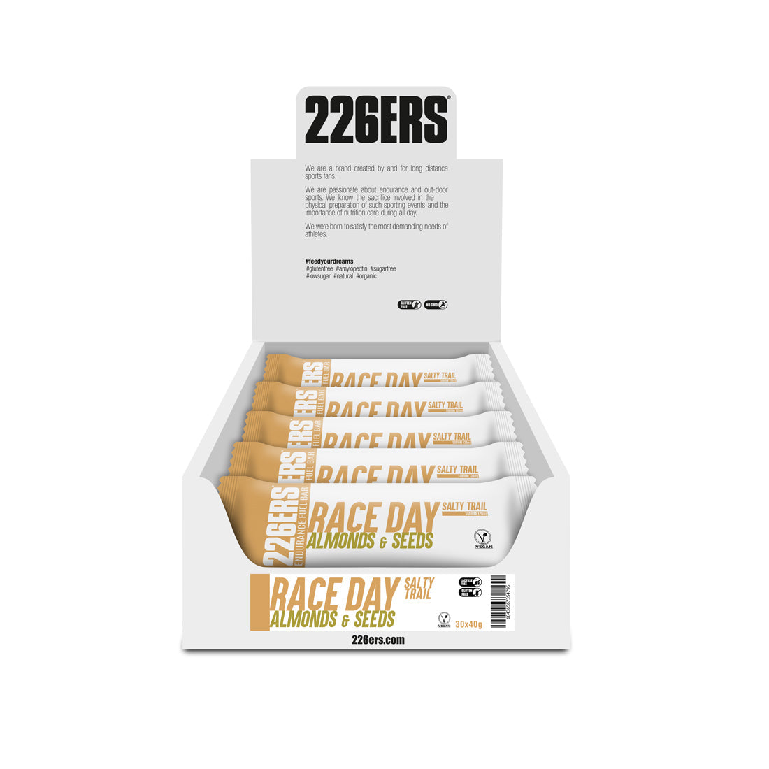 Pack Barrita Energética Race Day Salty Trail Almendras y Semillas · 226ERS · 30×40 gramos