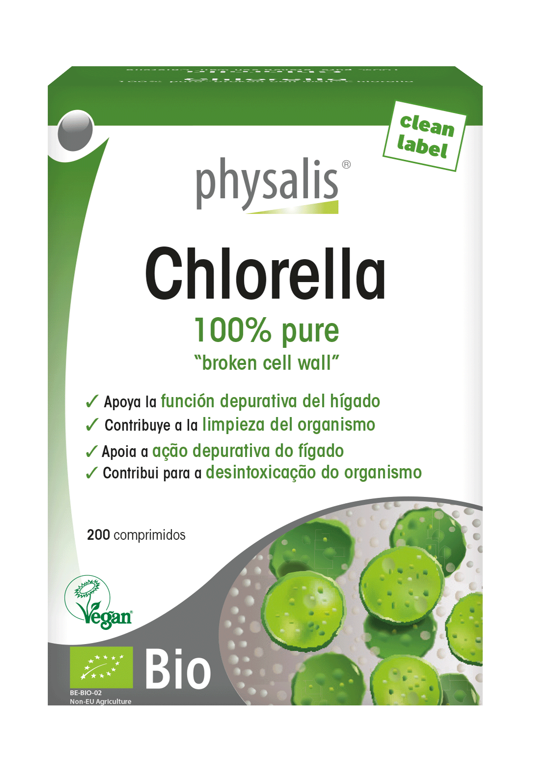 Chlorella · Physalis · 200 comprimidos