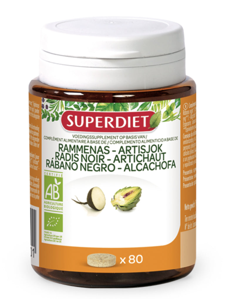 Rábano Negro + Alcachofa BIO · Superdiet · 80 comprimidos