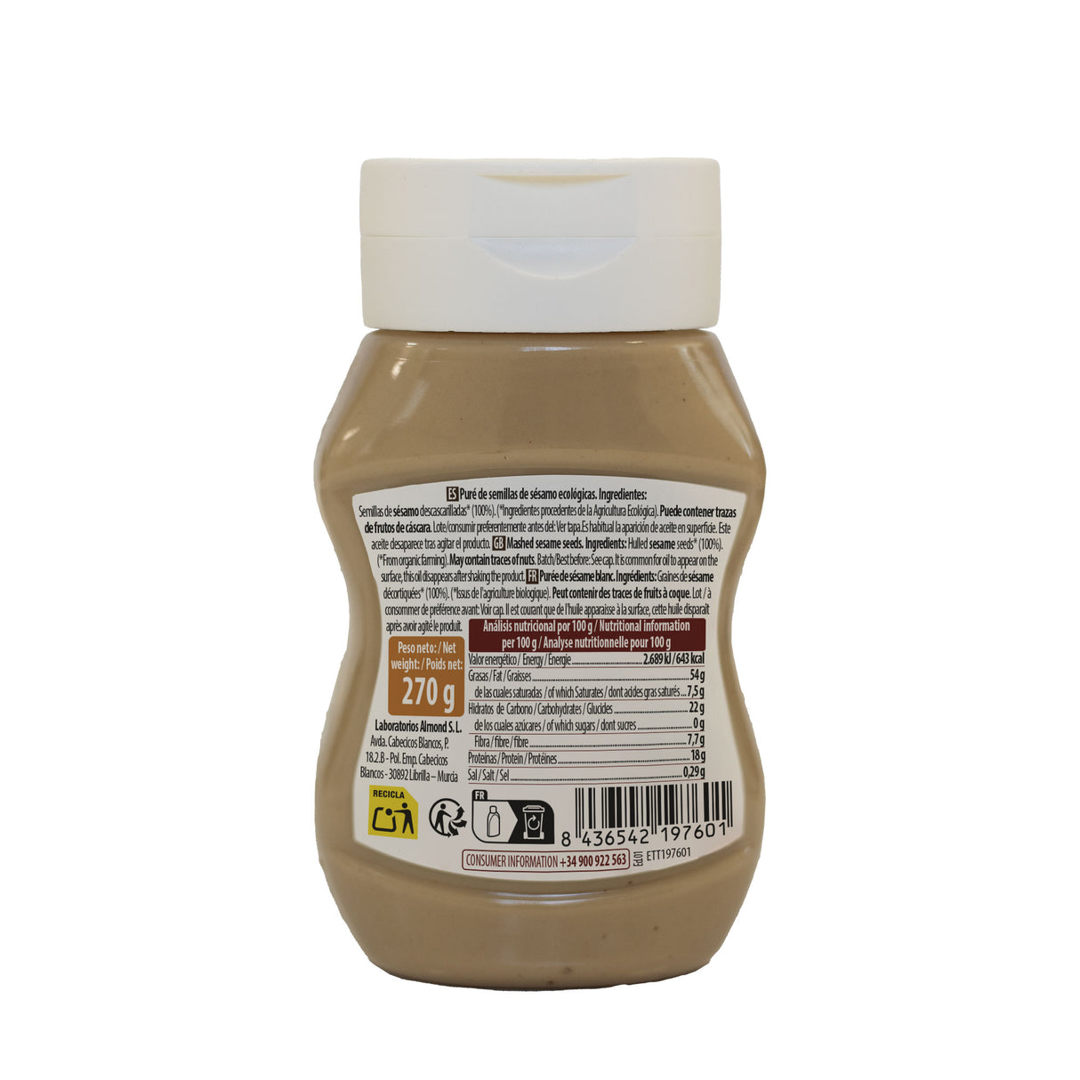 Tahini Suave Blanco 100% · Naturgreen · 270 gramos