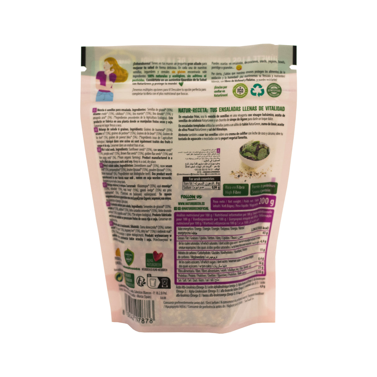 Mezcla 6 Semillas para Ensalada Bio · Naturgreen · 200 gramos