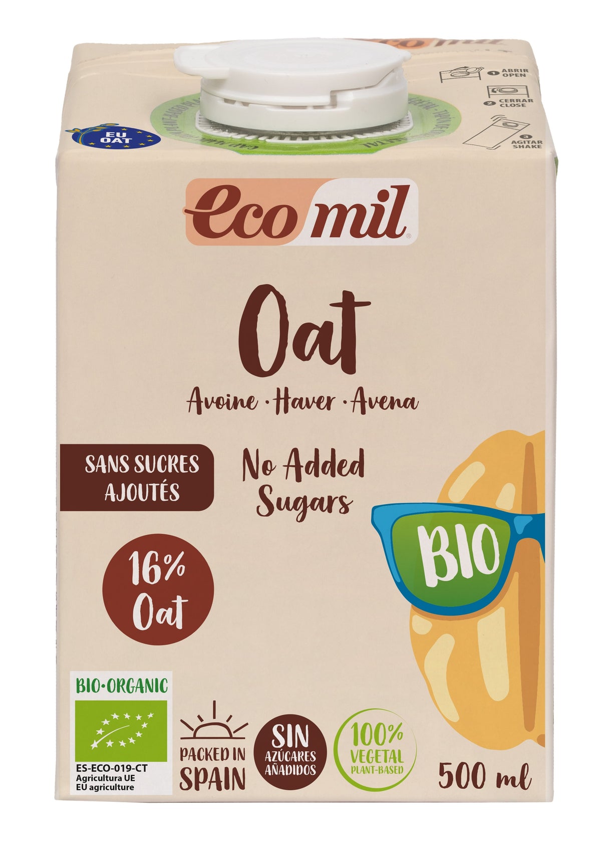 Bebida de Avena Nature Sin Azúcar Bio · Ecomil · 500 ml