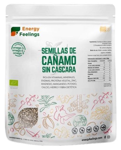 Semillas de Cáñamo Sin Cáscara · Energy Feelings · 500 gramos