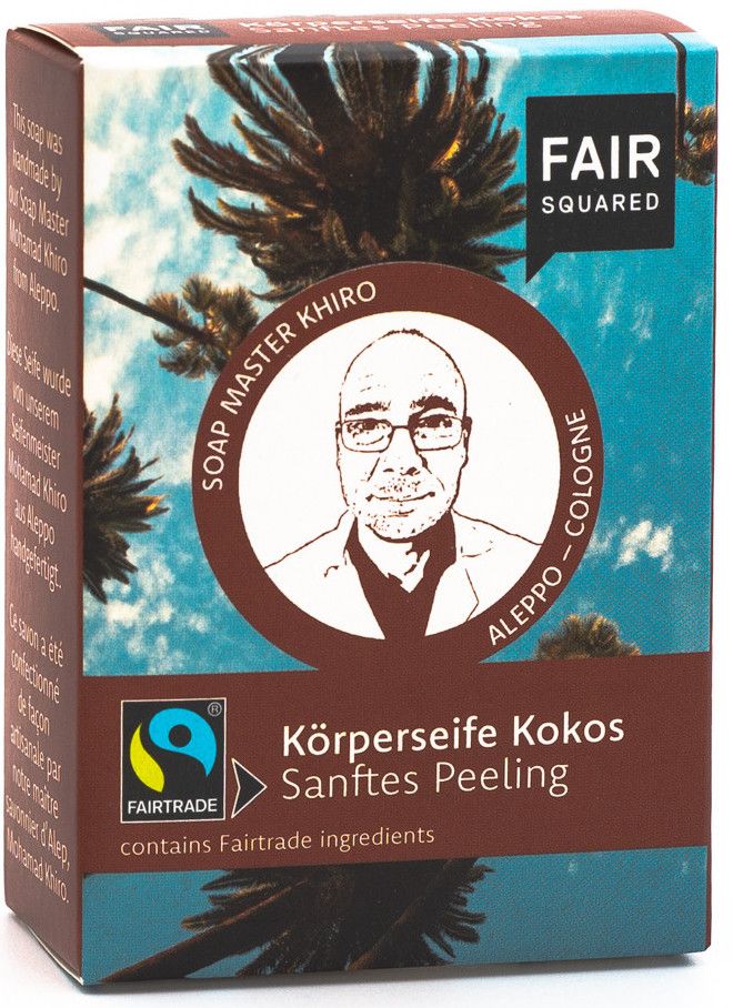 Jabón Corporal Exfoliante Suave de Coco · Fair Squared · 80 gramos