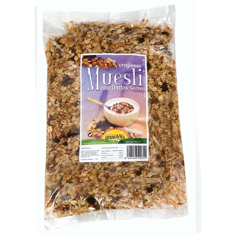 Muesli Crujiente con Frutos Secos · Granovita · 750 gramos