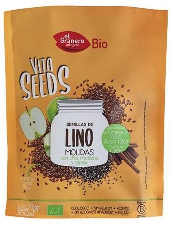 Vitaseeds Semillas de Lino Molidas con Chía, Manzana y Canela · El Granero Integral · 200 gramos