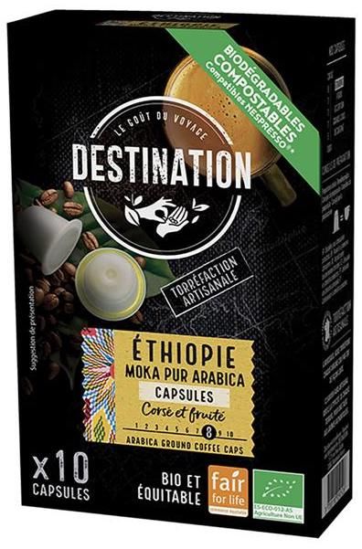 Cápsulas Biodegradables Moka Pur Arábica Ethiopia · Destination · 10 unidades