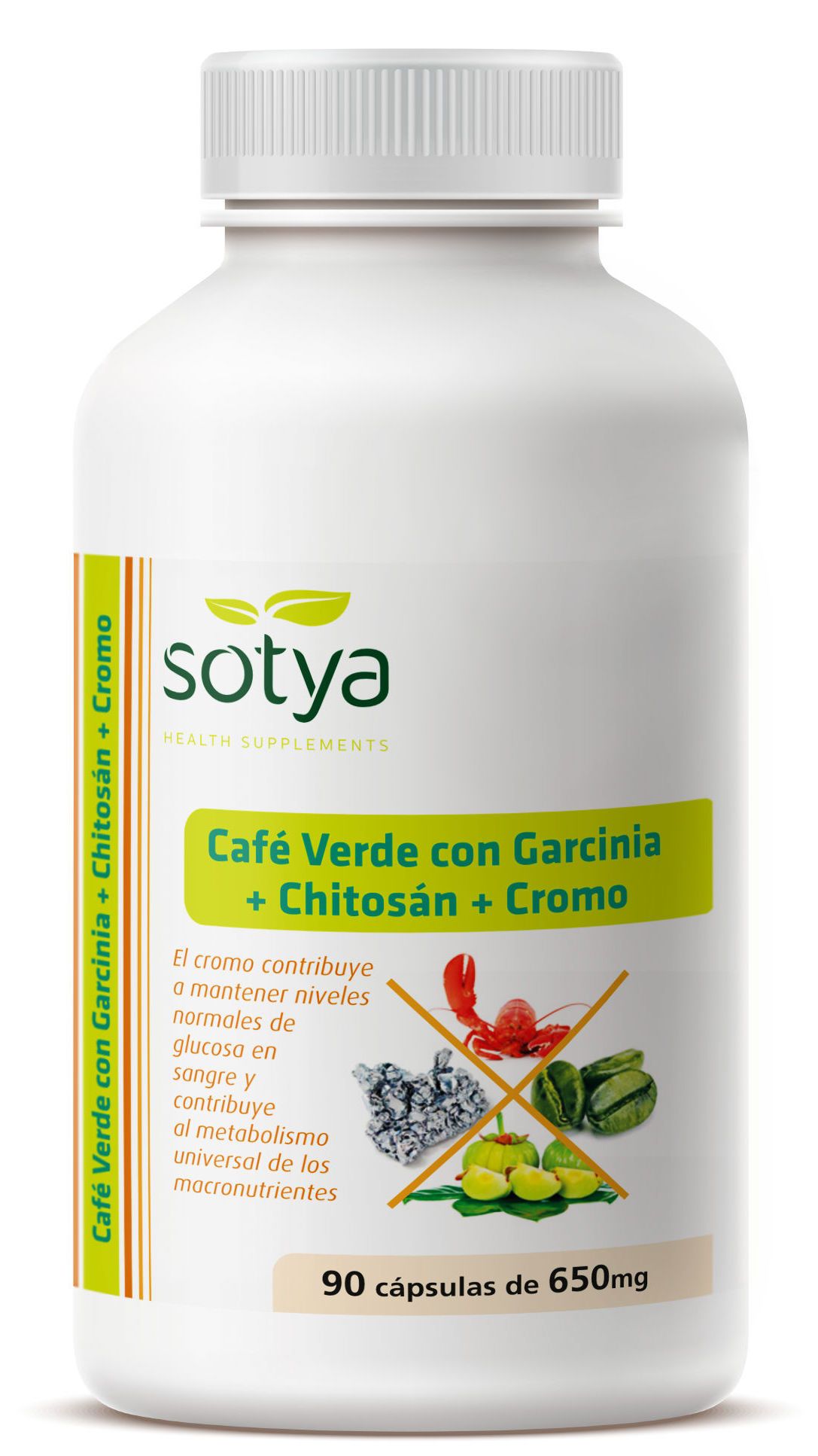 Café Verde con Garcinia + Chitosán + Cromo · Sotya · 90 cápsulas