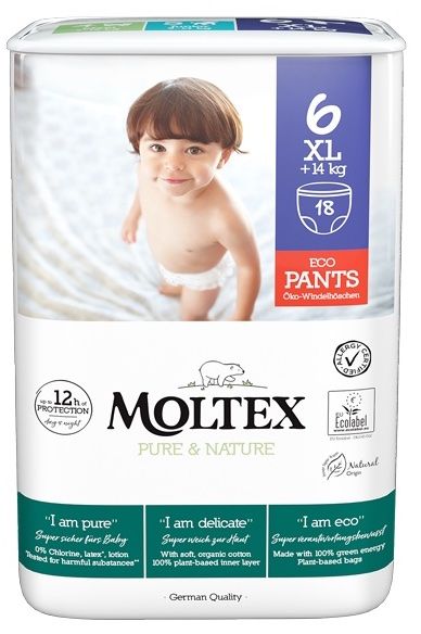 Braguita-Pañal Pure & Nature Talla 6 XL · Moltex · 18 unidades
