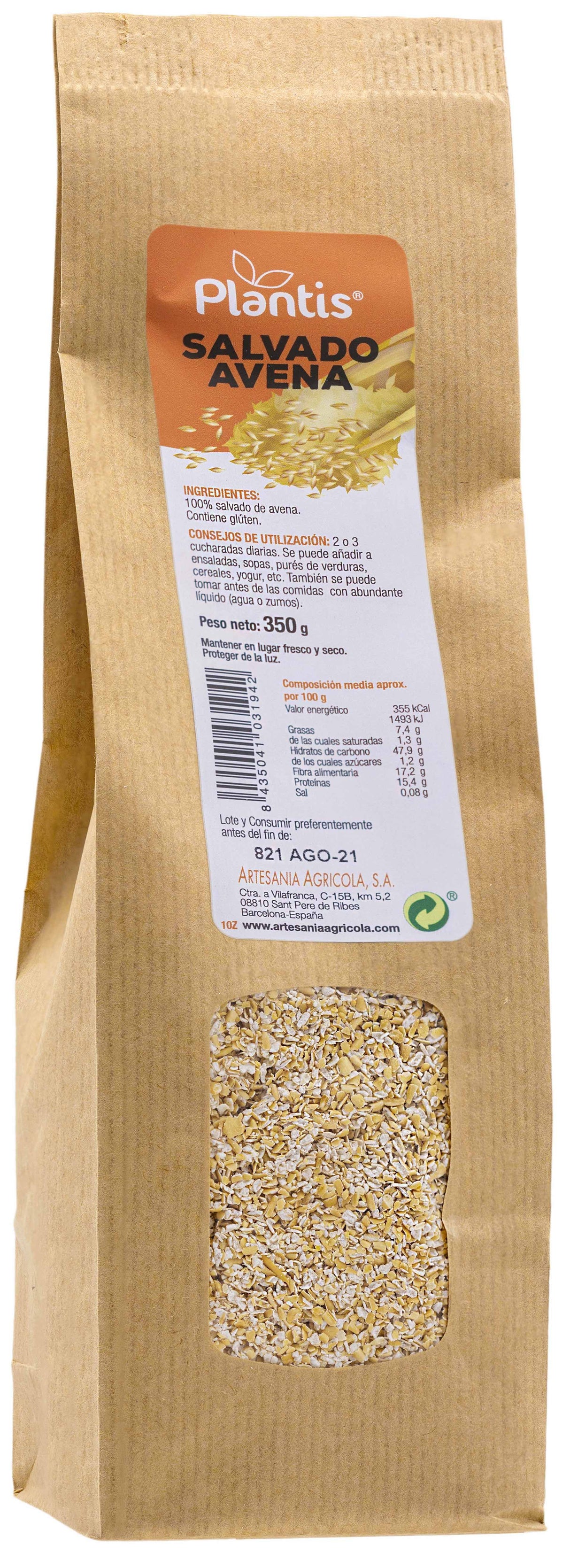 Salvado de Avena · Plantis · 350 gramos