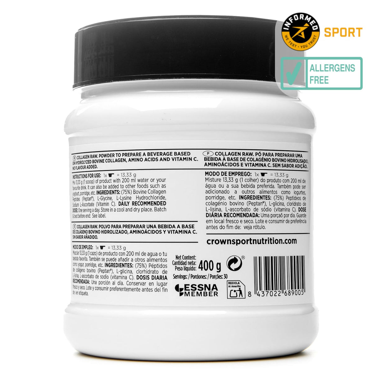 Collagen RAW · Crown Sport Nutrition · 400 gramos