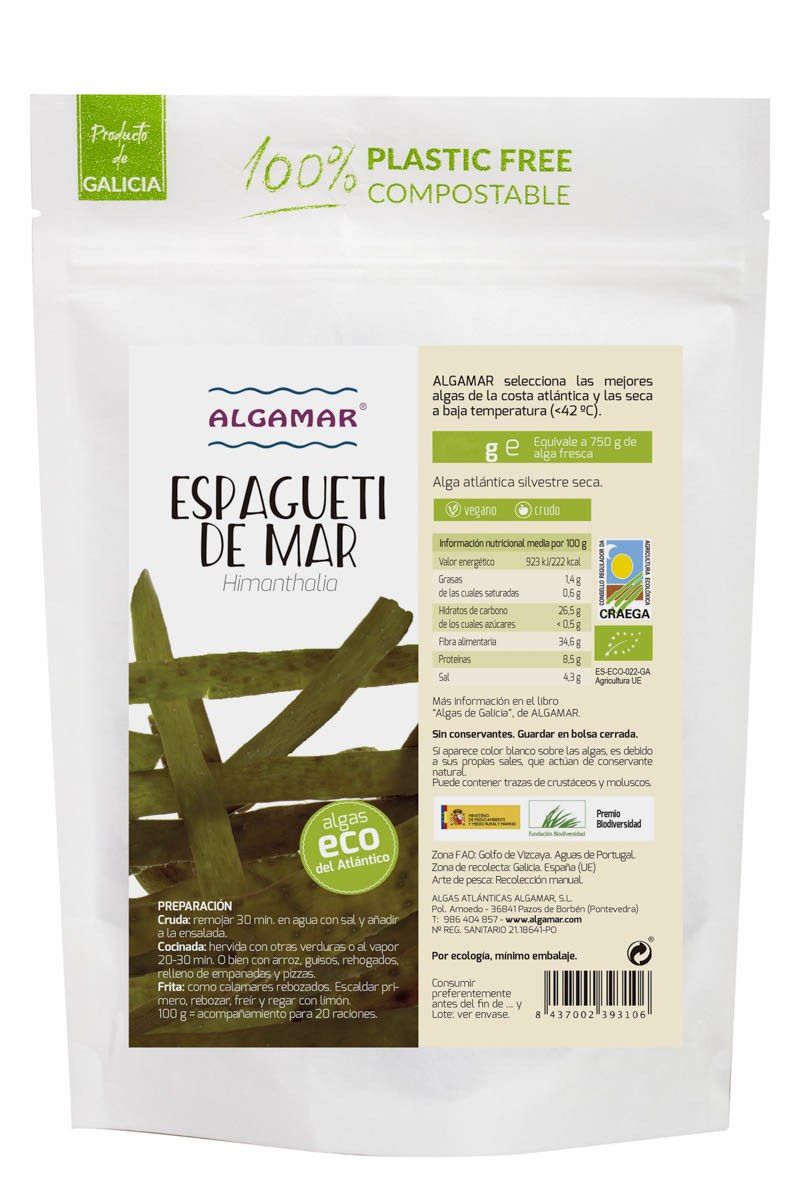 Alga Espagueti de Mar · Algamar · 50 gramos