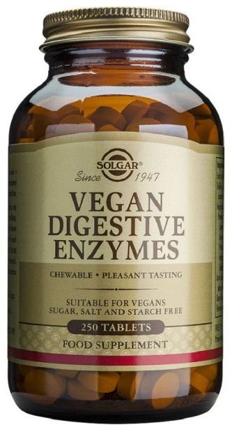 Enzimas Digestivas Veganas · Solgar · 250 comprimidos