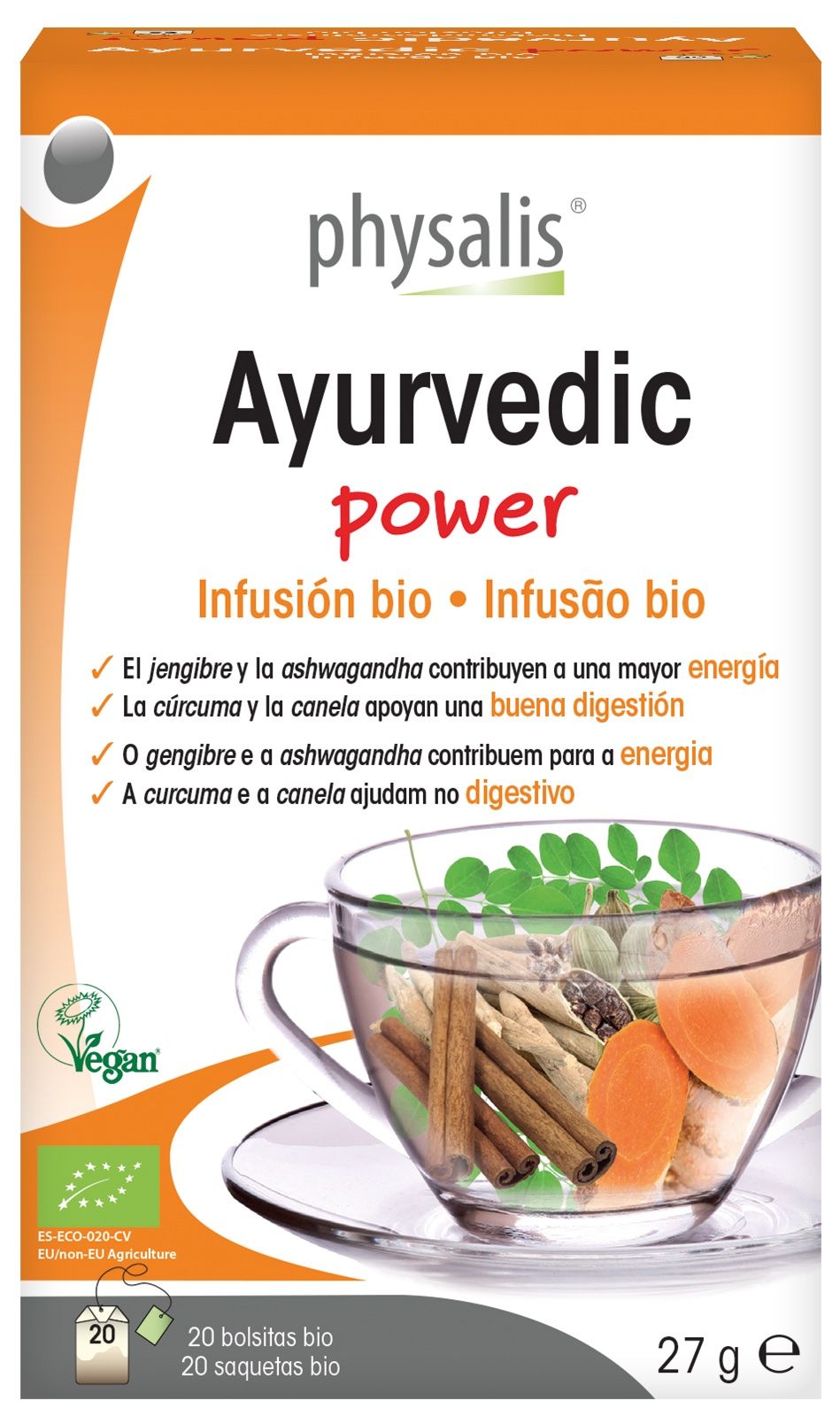 Infusión Ayervedic Power Bio · Physalis · 20 filtros