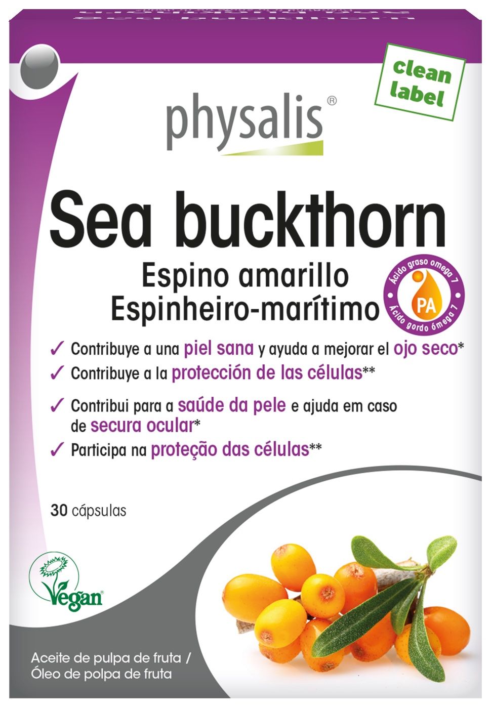 Espino Amarillo (Sea buckthorn) · Physalis · 30 cápsulas