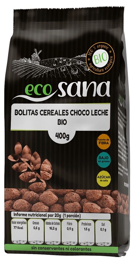 Bolitas de Cereales Choco Leche Bio · Ecosana · 400 gramos