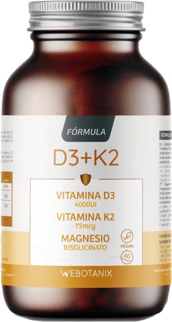 Vitamina D3 + K2 + Magnesio · WeBotanix · 60 cápsulas