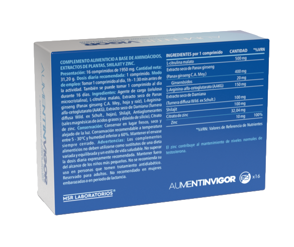 AumetinVigor · MSR Laboratorios · 16 comprimidos