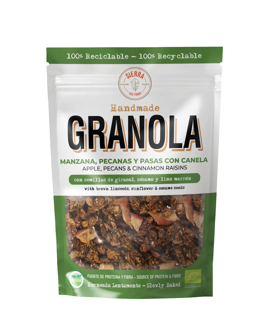 Granola de Manzana, Pecanas y Pasas con Canela · Sierra Eco Foods · 300 gramos