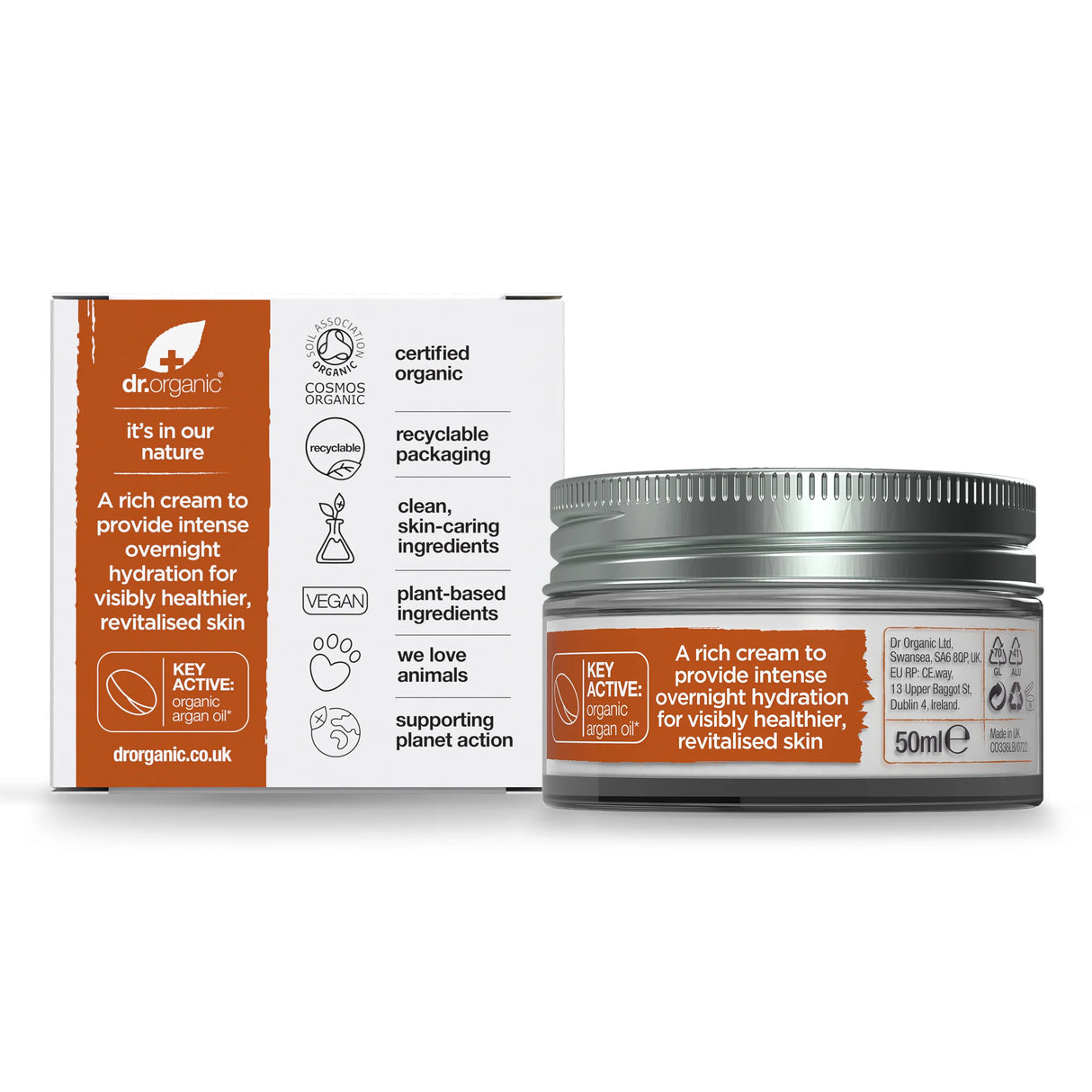 Crema de Noche Aceite de Argan · Dr Organic · 50 ml