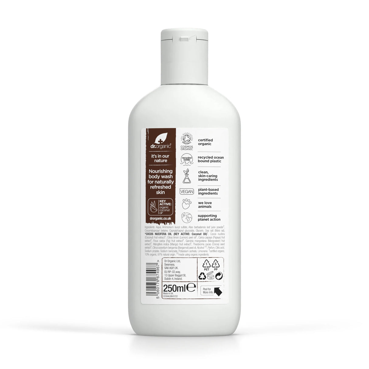Gel de Ducha Aceite de Coco Virgen · Dr Organic · 250 ml