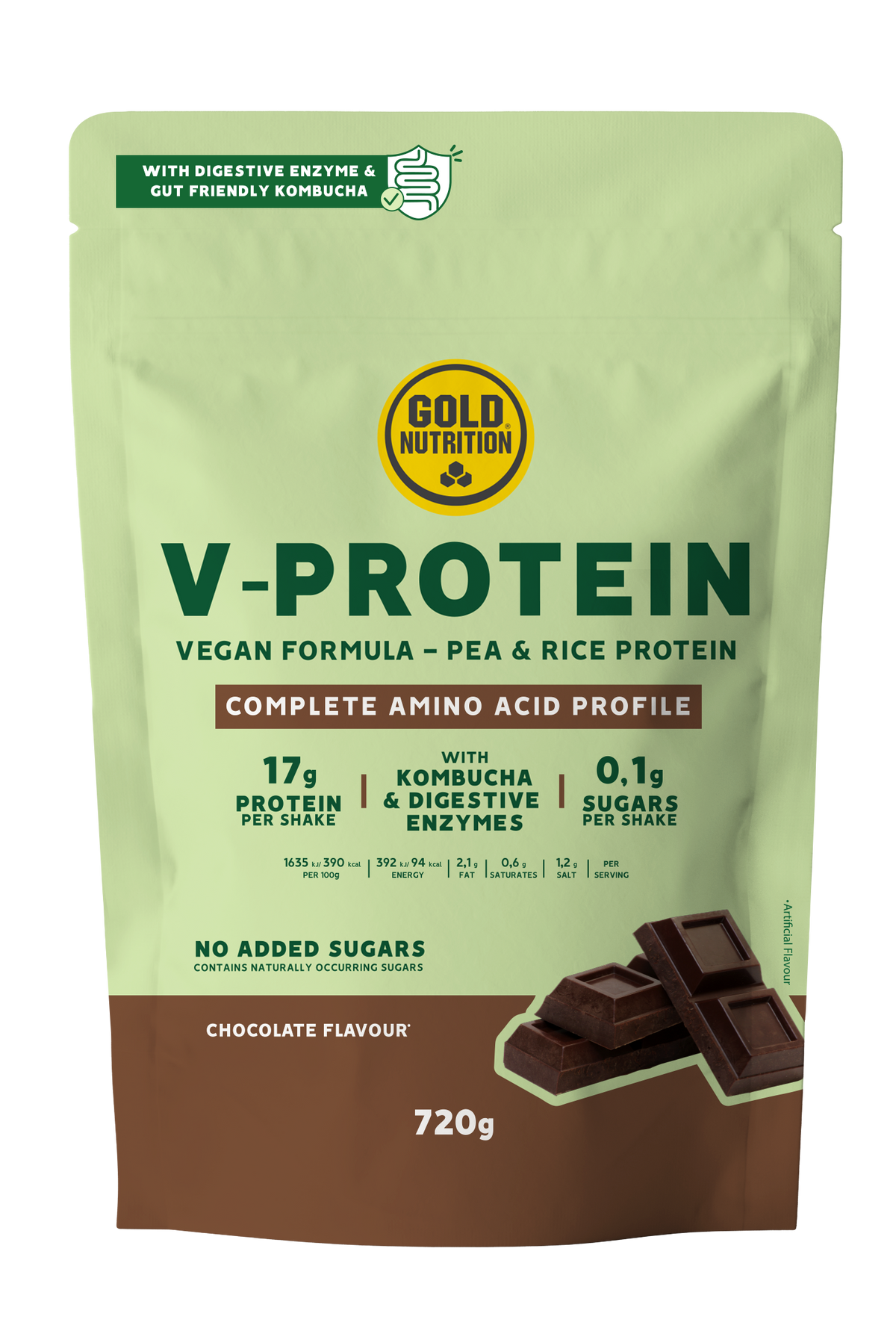 V-Protein Chocolate · Gold Nutrition · 720 gramos