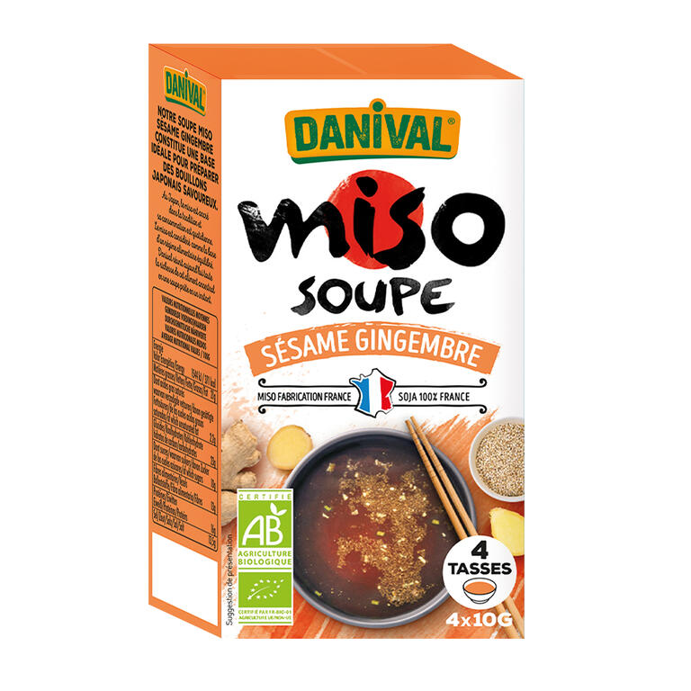 Sopa de Miso Sesamo y Jengibre Bio · Danival · 4x10 gramos