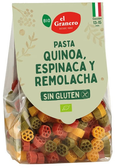 Pasta Tricolor Margaritas Sin Gluten Bio · El Granero Integral · 250 gramos