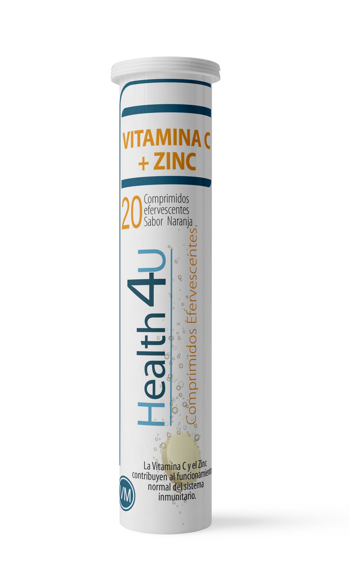 Vitamina C + Zinc · Health4U · 20 comprimidos efervescentes