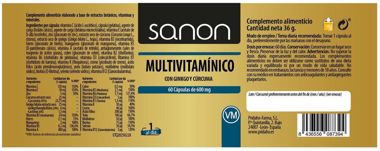 Multivitamínico · Sanon · 60 cápsulas