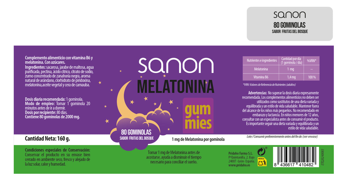 Melatonina Gummies · Sanon · 80 gominolas