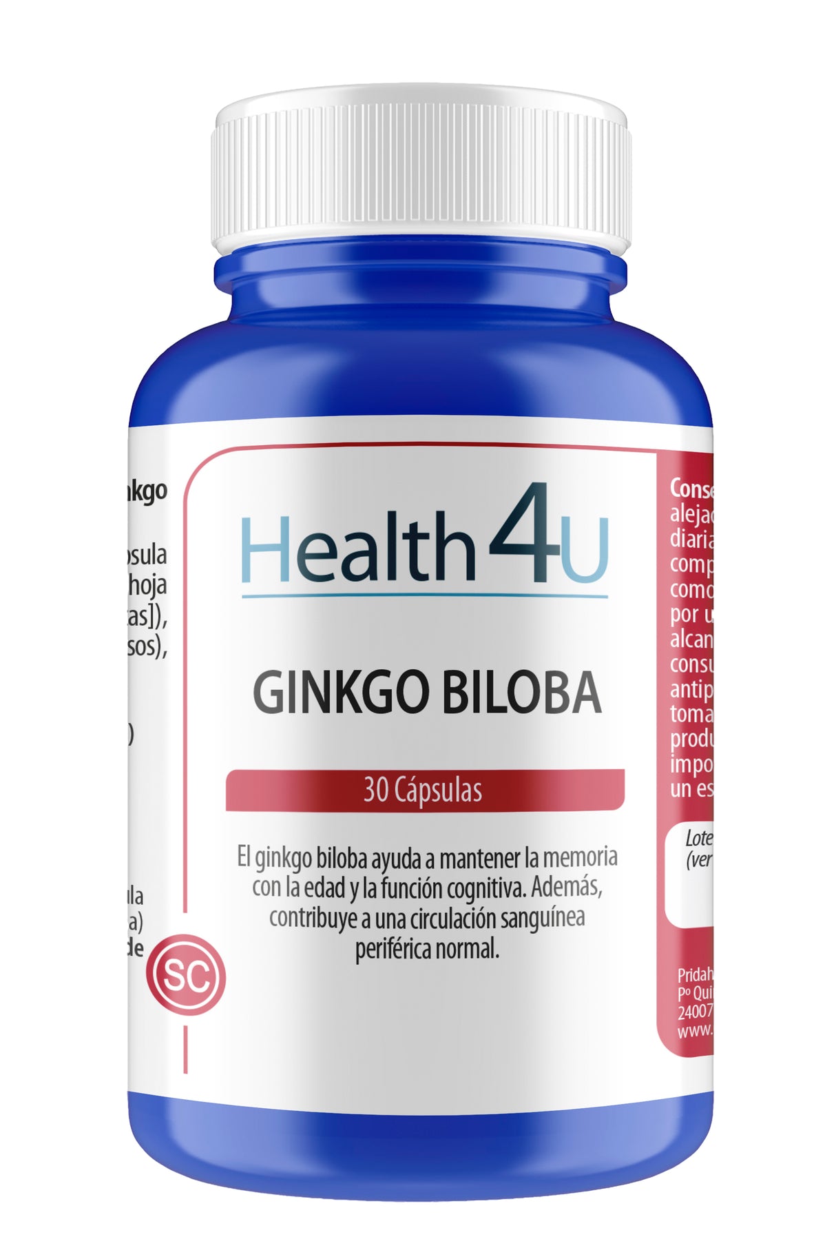 Ginkgo Biloba · Health4U · 30 cápsulas