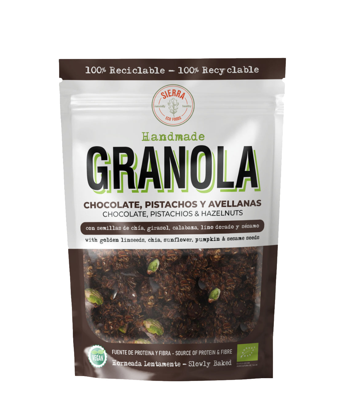 Granola de Chocolate, Pistachos y Avellanas · Sierra Eco Foods · 300 gramos