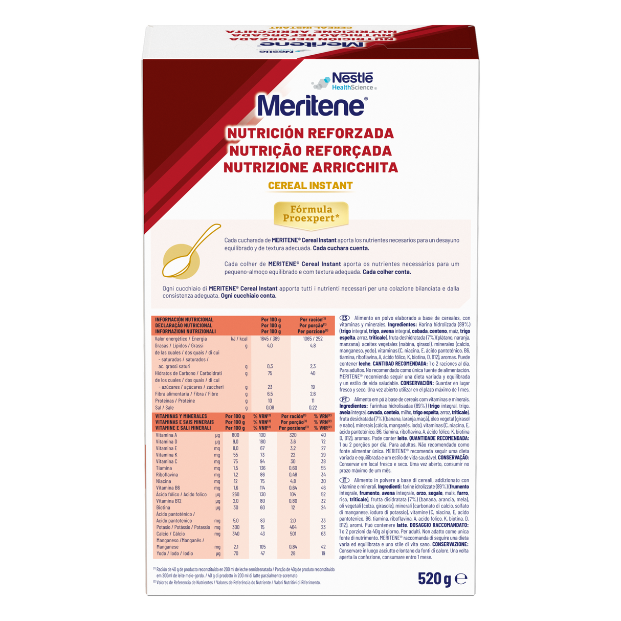 Meritene Cereal Instant - Multifrutas · Nestlé · 520 gramos