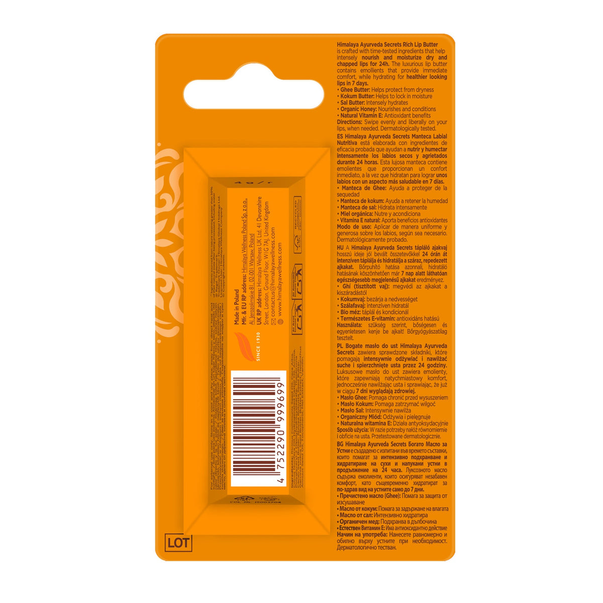Ayurveda Secrets Rich Lip Butter · Himalaya · 4 gramos