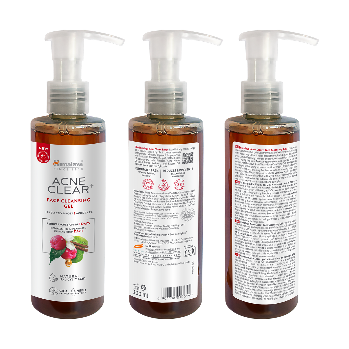 Gel Limpiador Facial Acne Clear+ · Himalaya · 200 ml