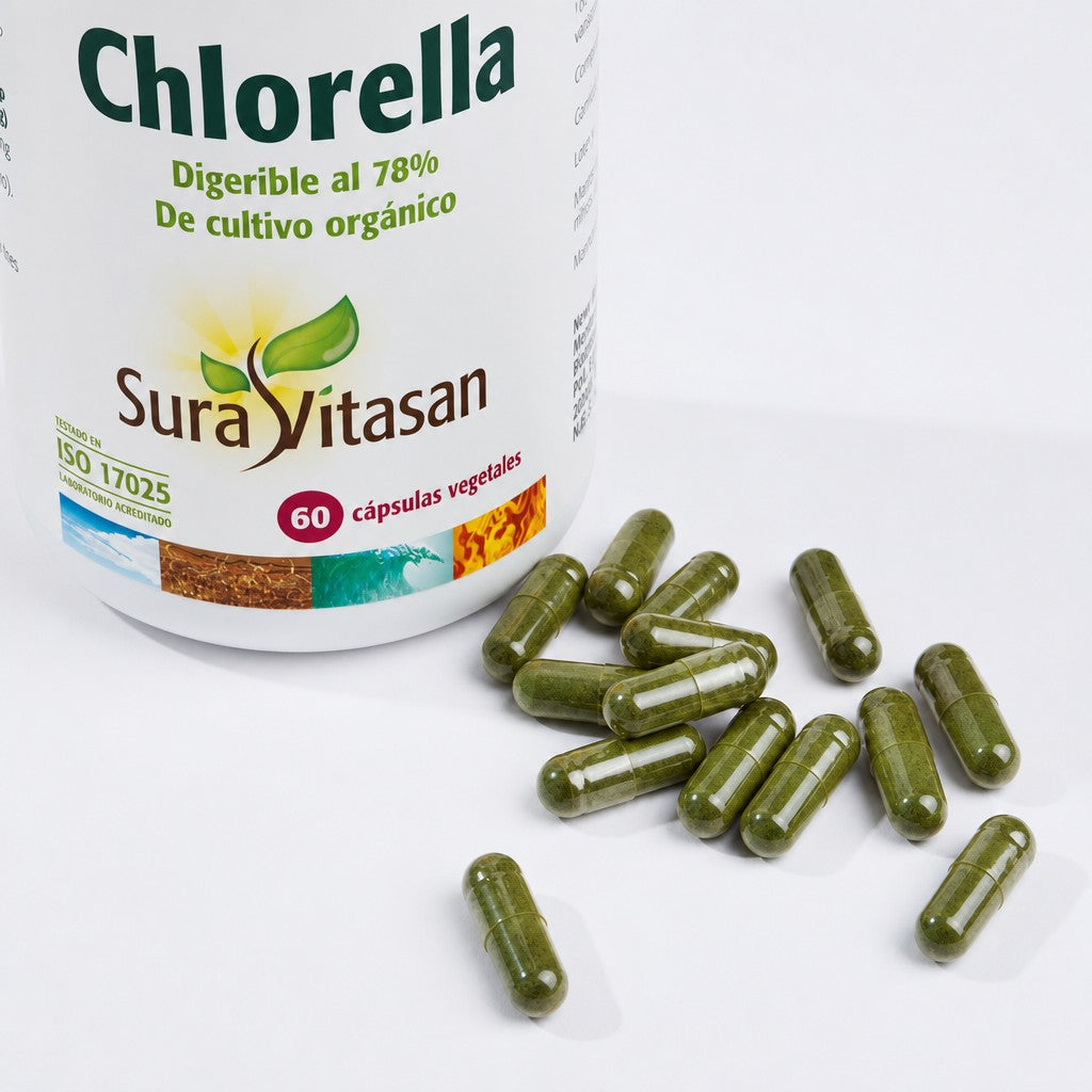Chlorella · Sura Vitasan — detalle cápsulas