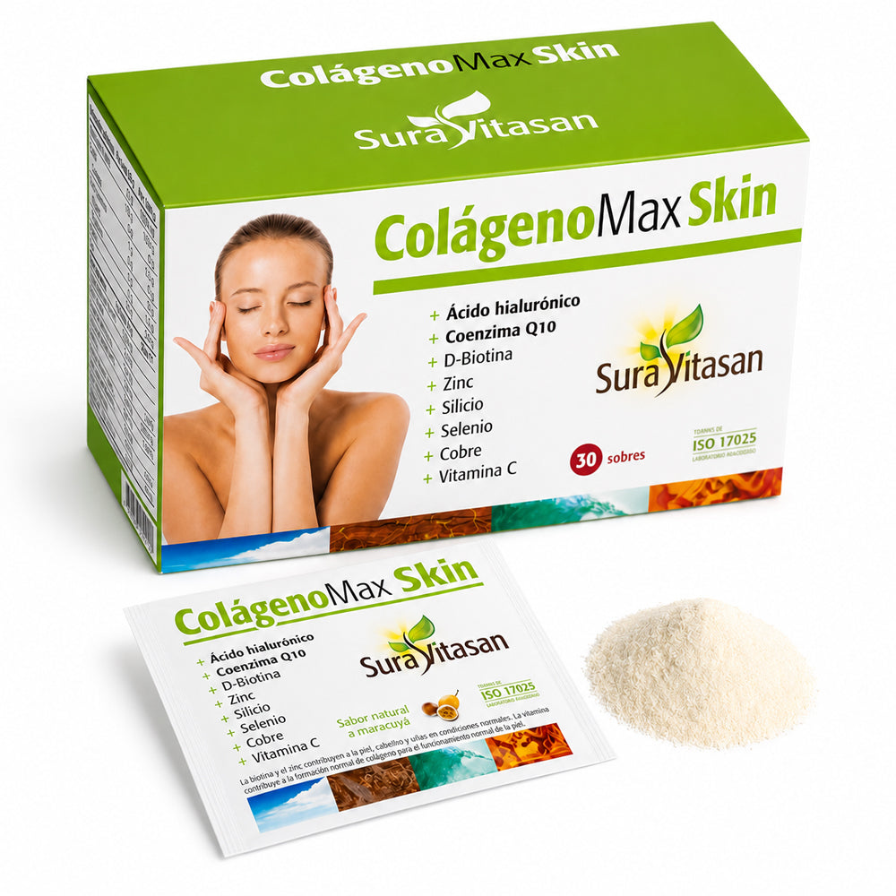 Colágeno Max Skin · Sura Vitasan — sobre y caja