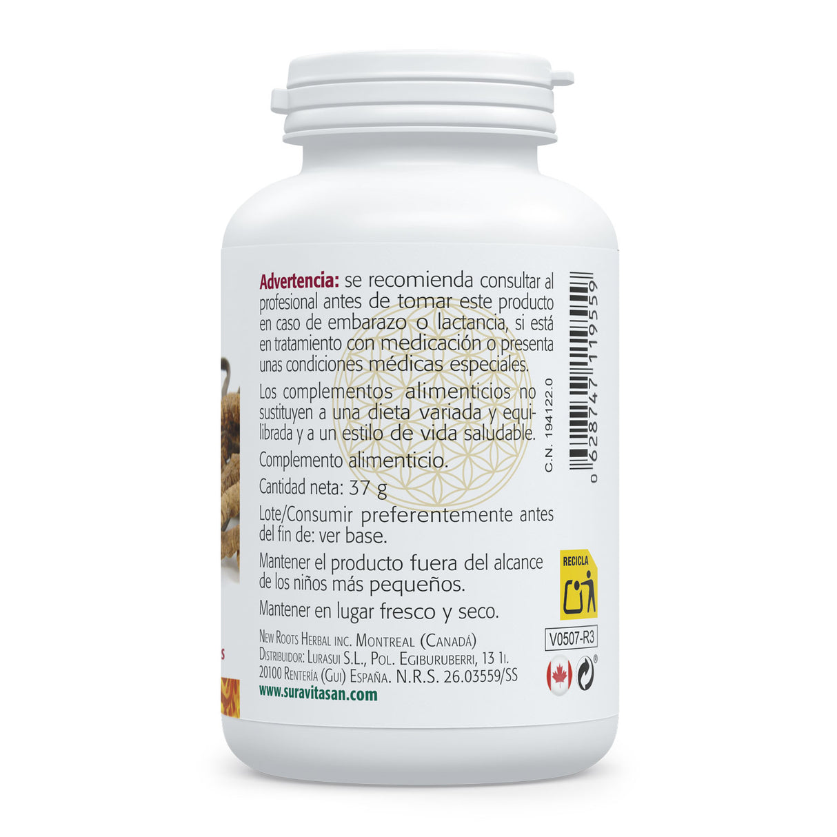 Cordyceps · Sura Vitasan — información nutricional