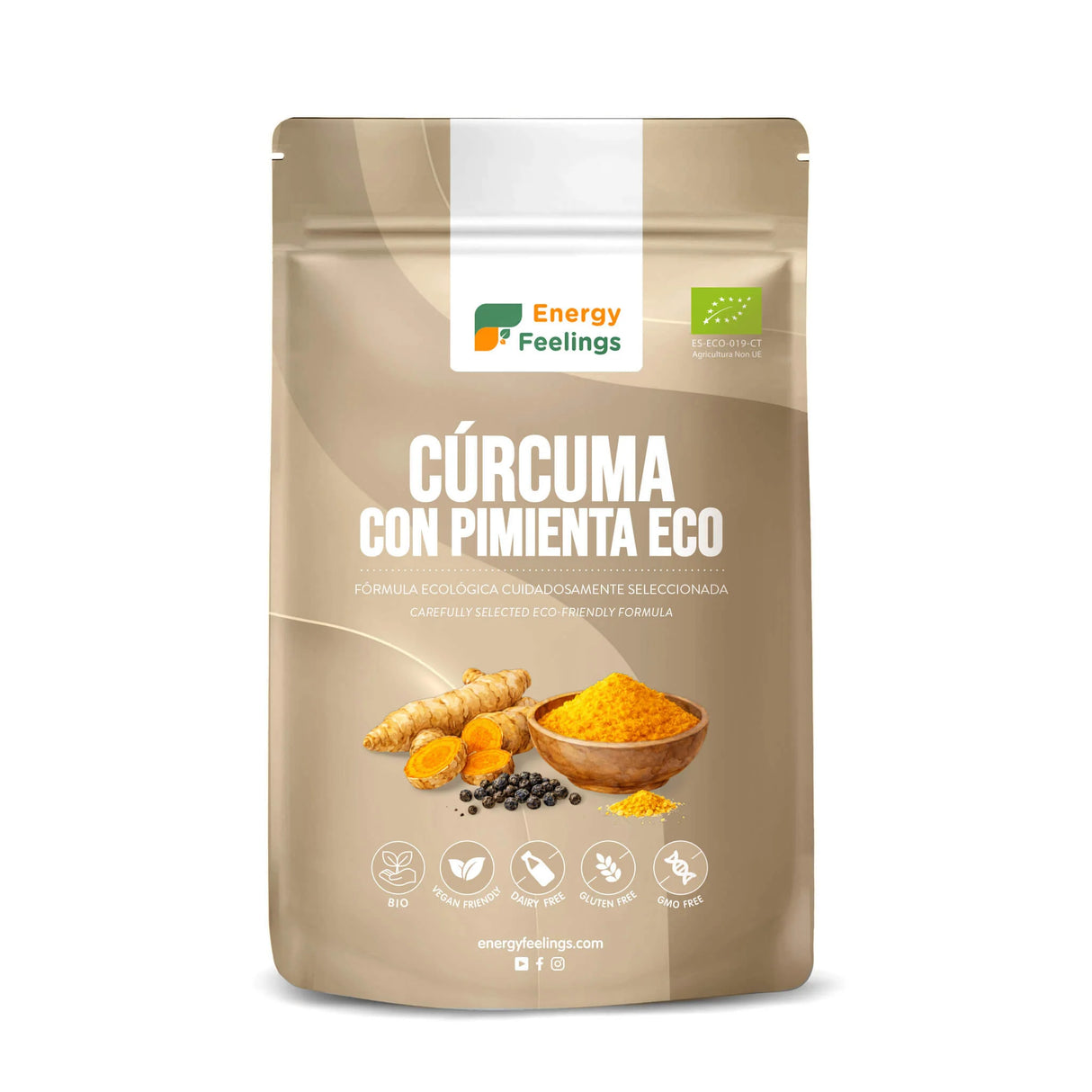 Cúrcuma con Pimienta en Polvo · Energy Feelings · 200 gramos