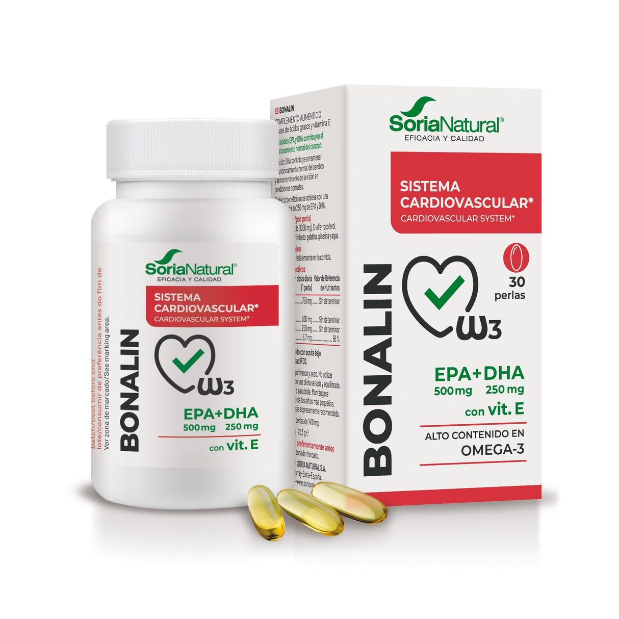 Bonalin EPA + DHA con Vitamina E · Soria Natural · 30 perlas