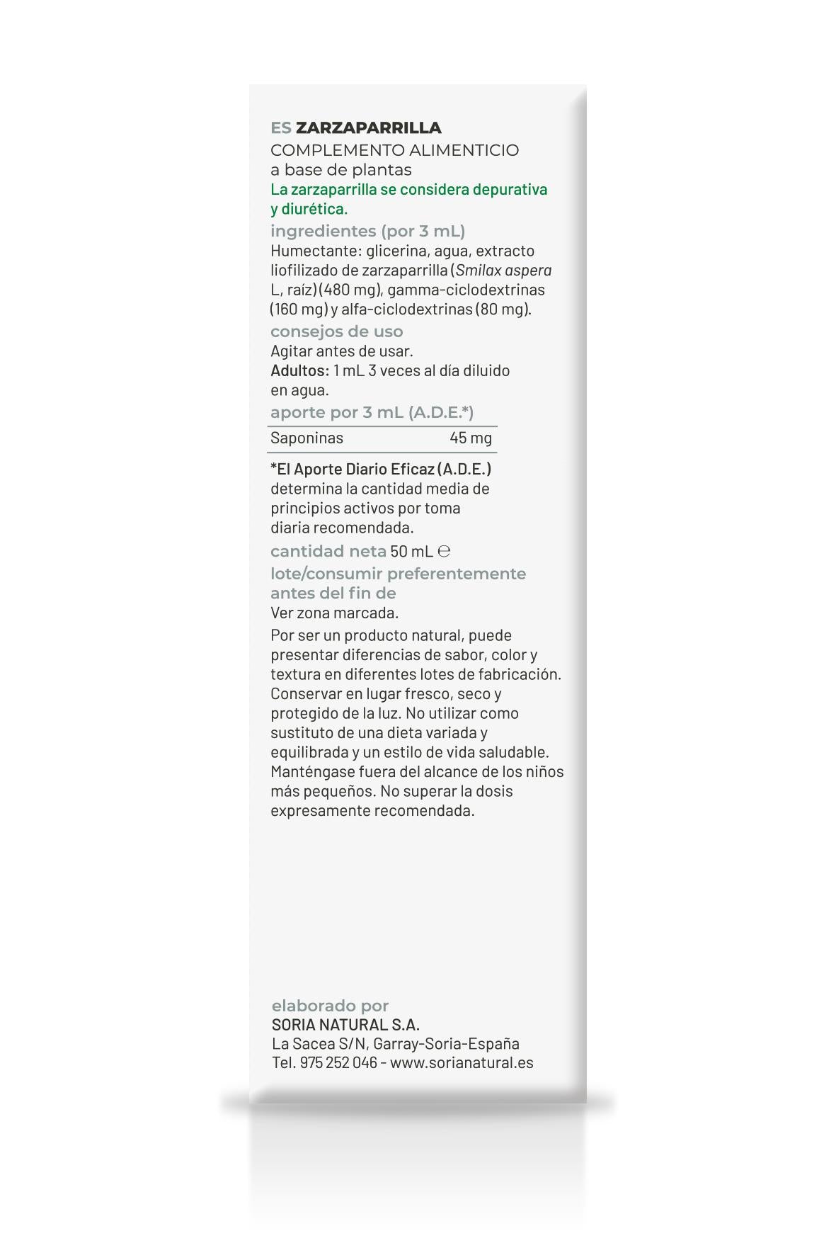 Extracto Natural de Zarzaparrilla · Soria Natural · 50 ml