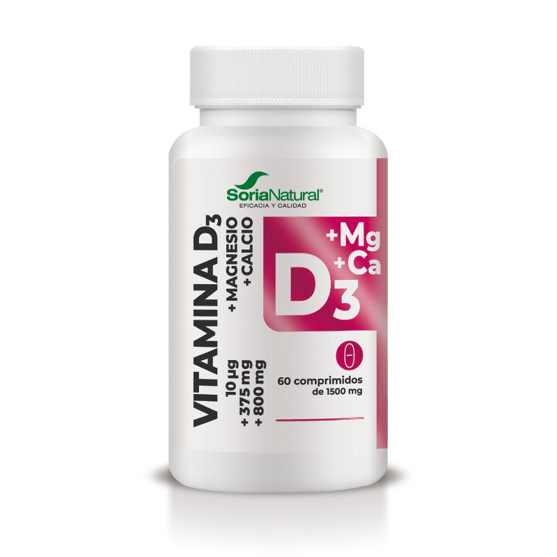 Vitamina D3 con Magnesio y Calcio · Soria Natural · 60 comprimidos