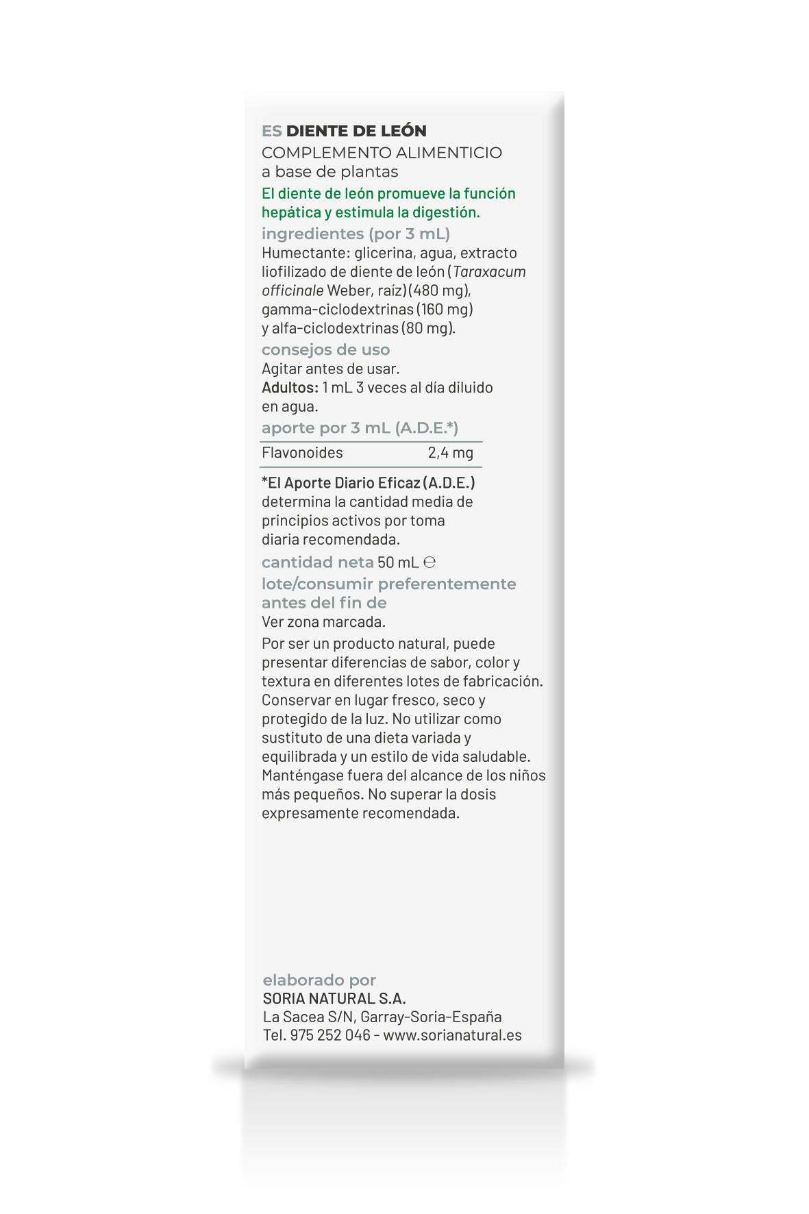 Extracto Natural de Diente de León · Soria Natural · 50 ml