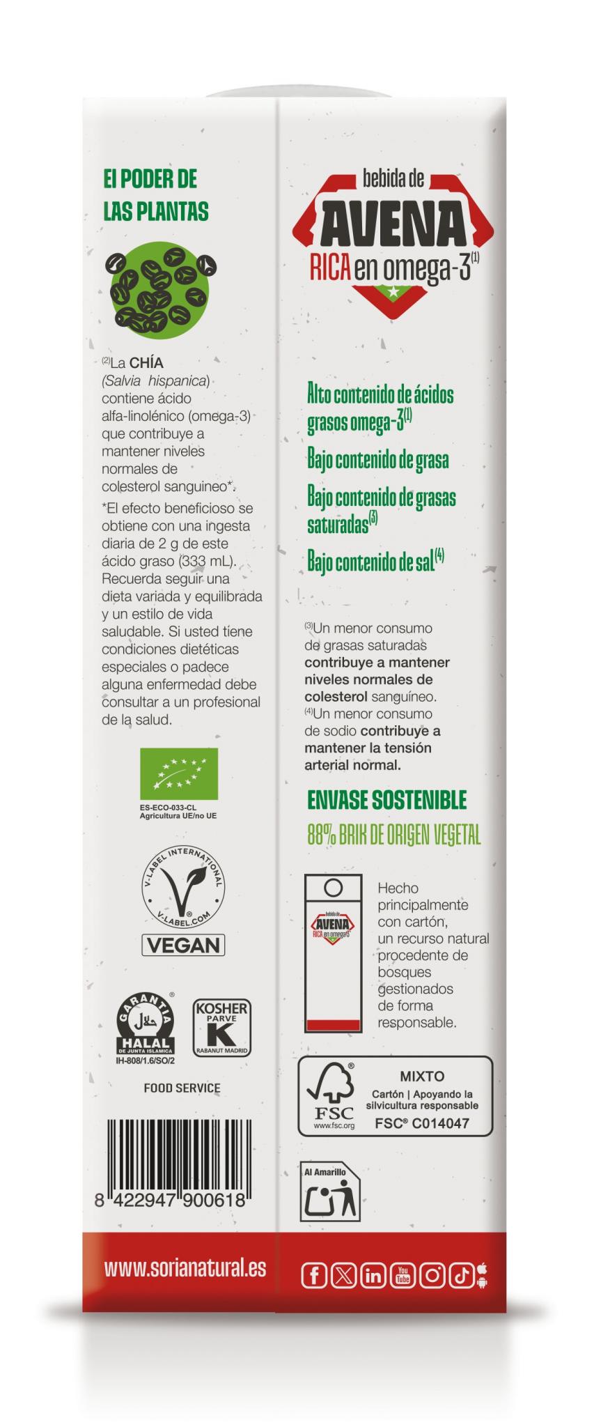 Bebida de Avena Rica en Omega 3 · Soria Natural · 1 litro - 4