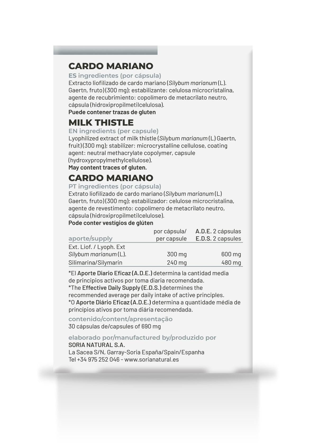 Cardo Mariano · Soria Natural · 30 cápsulas